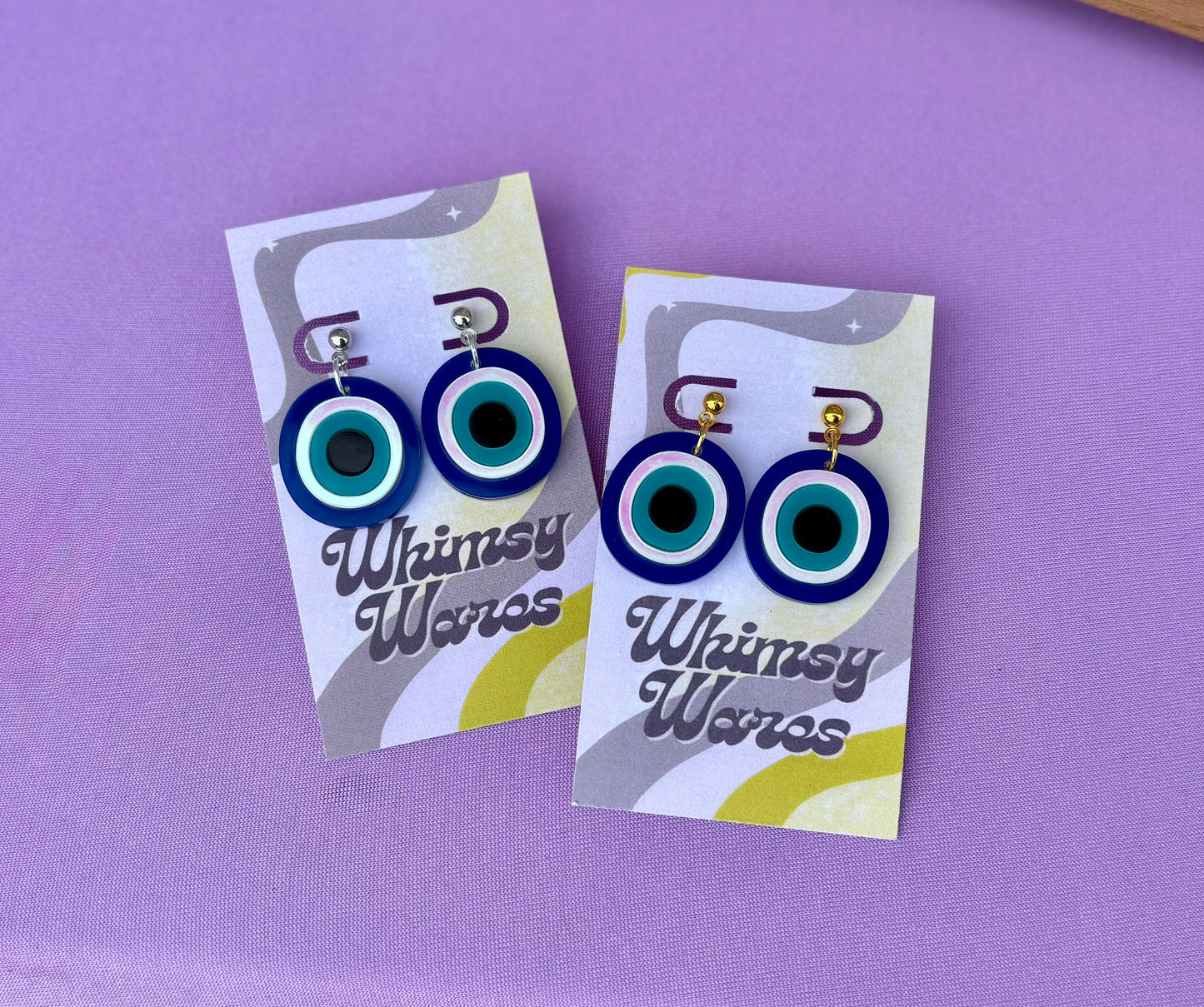 Evil Eye Dangles - Acrylic Earrings