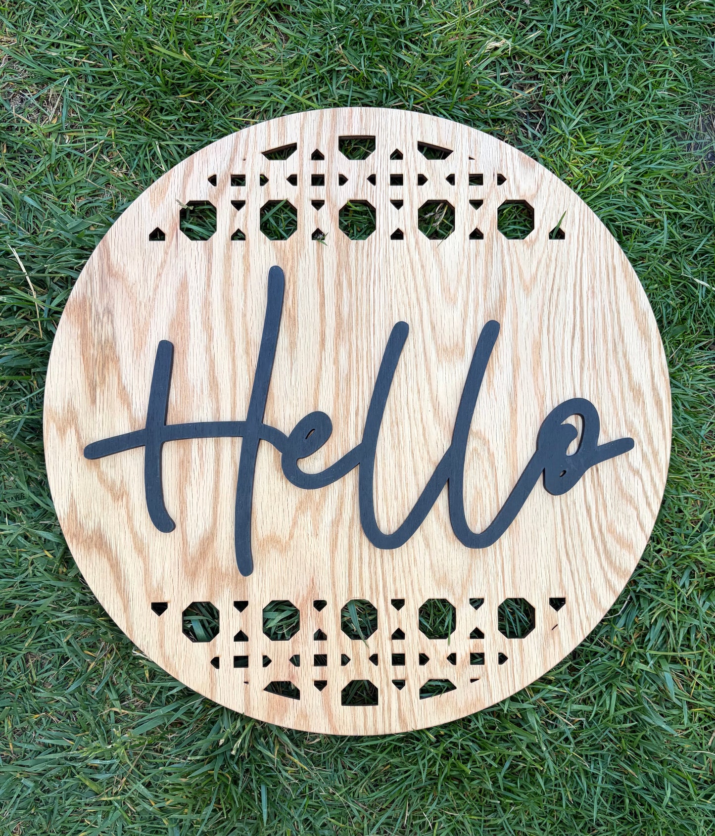Large “Hello” Rattan Sign - Front Door/Wall Sign