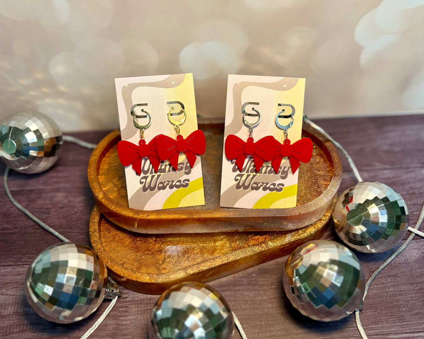 Bow Huggies - Acrylic Earrings