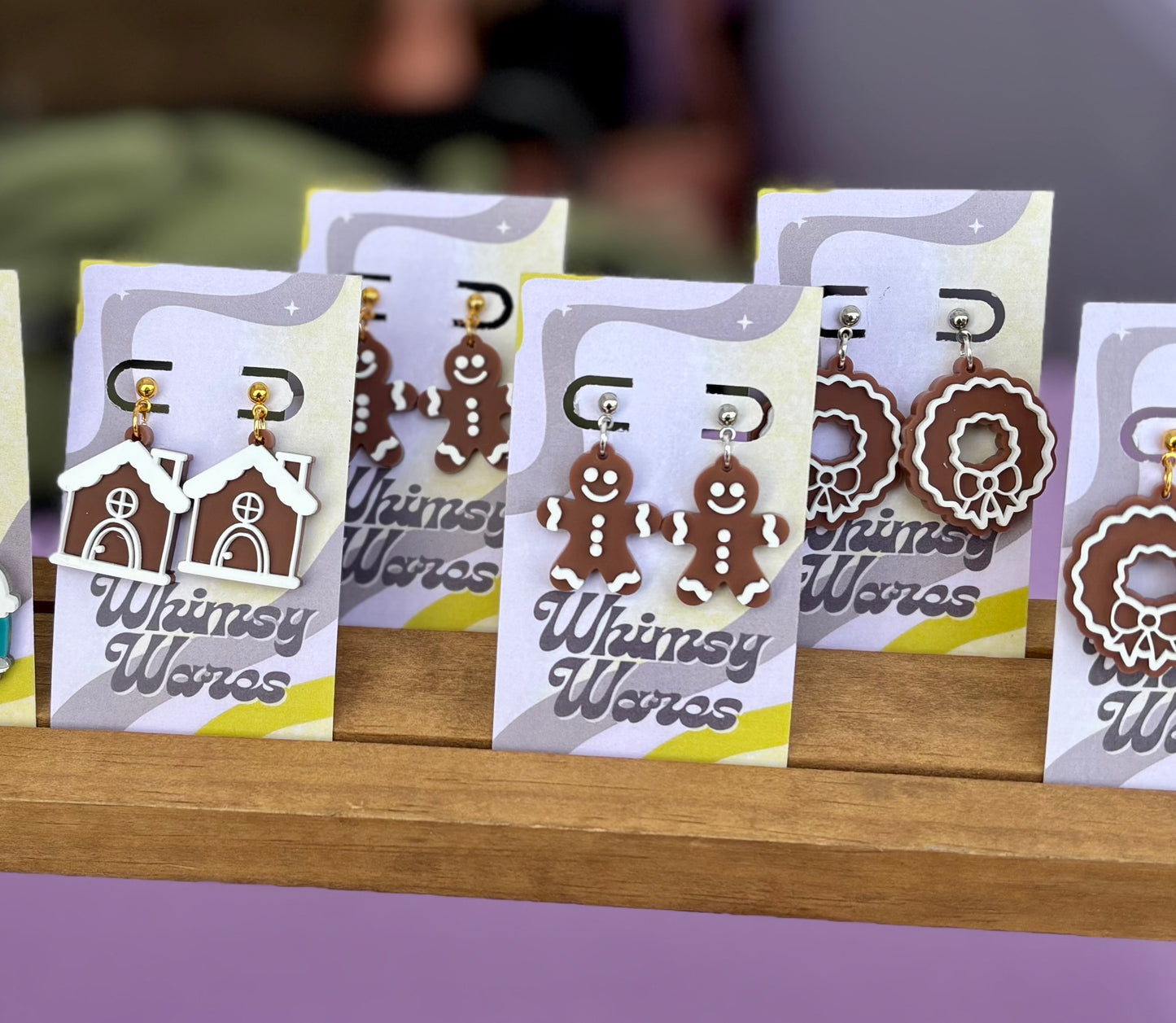 Gingerbread Buddy Dangles - Acrylic Earrings