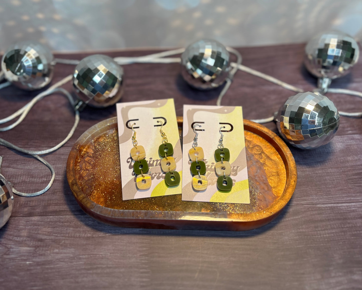 Mini Block Triple Dangles - Acrylic Earrings