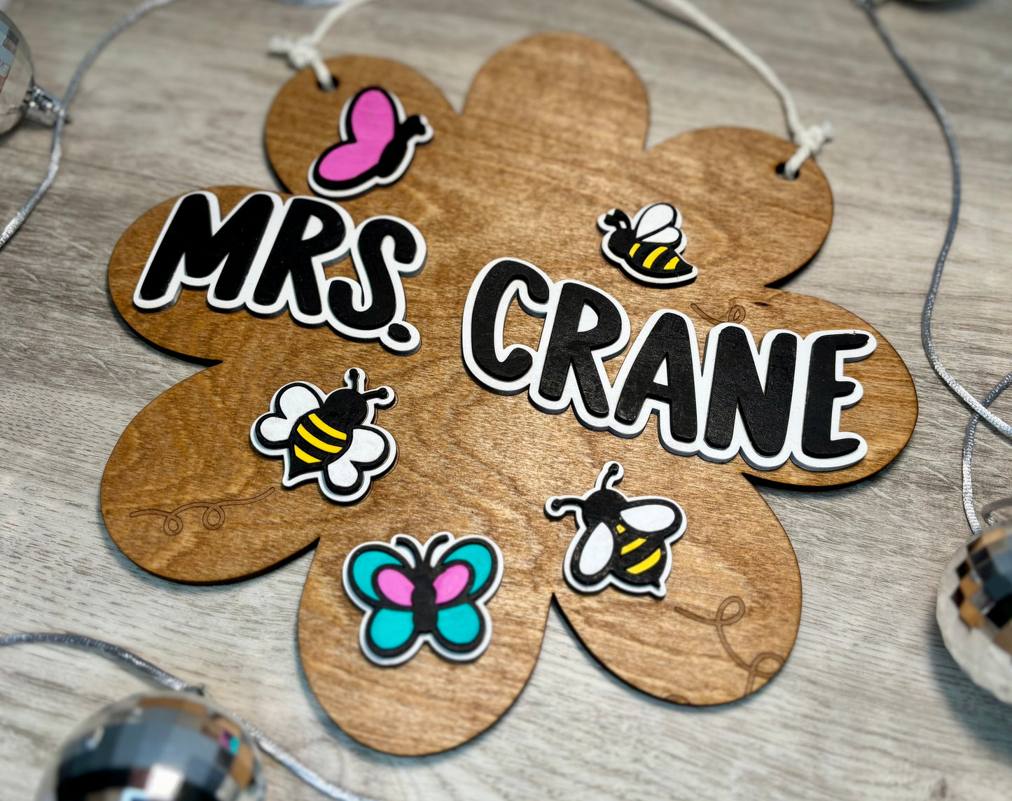 Custom Sign - Bee & Butterfly Theme