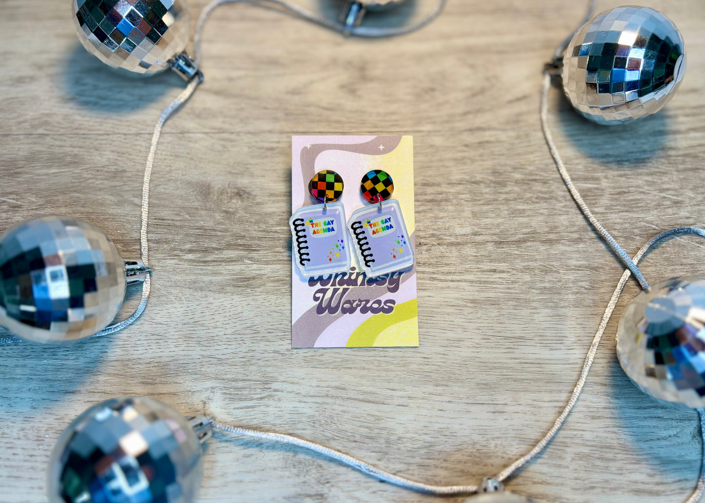 Custom - “Gay Agenda” Drop Dangles - Acrylic Earrings