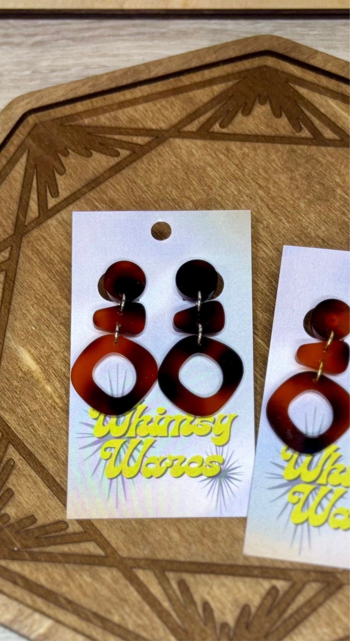 Tortoiseshell Drop Dangles - Acrylic Earrings