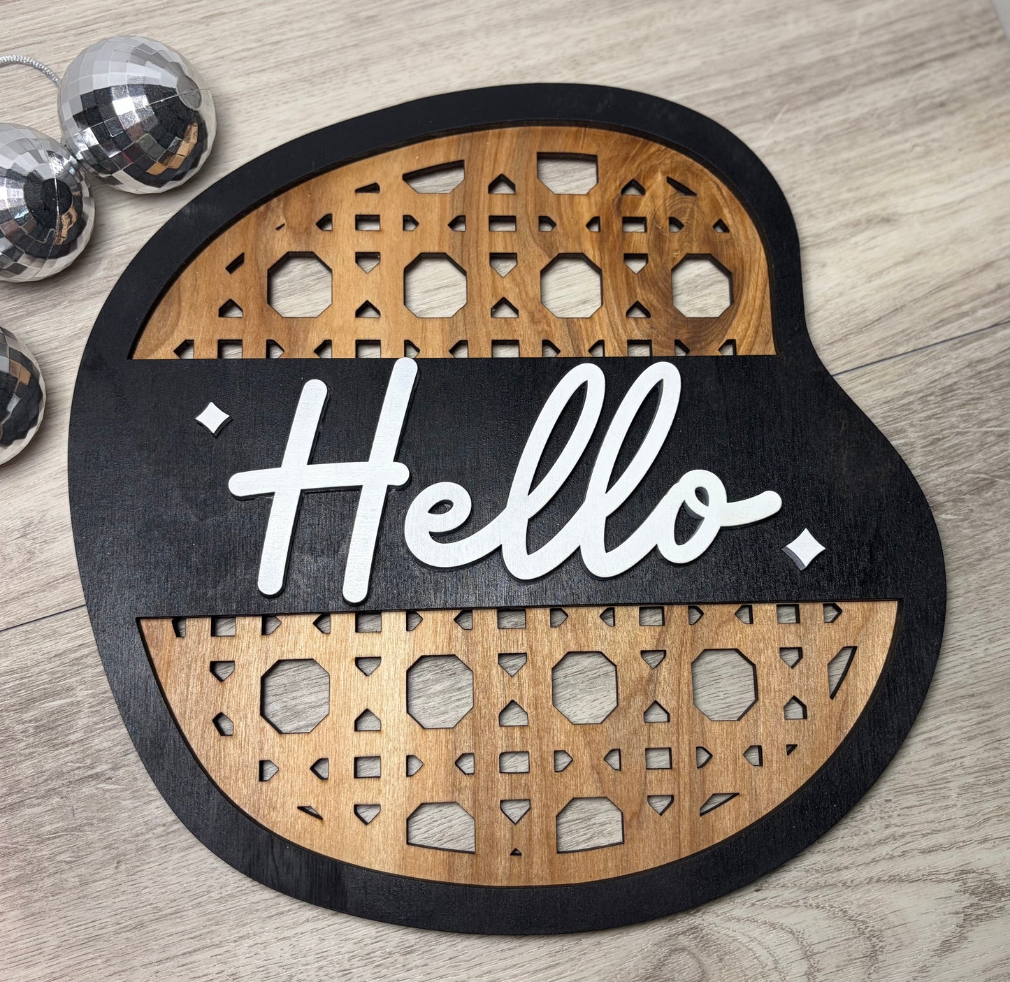 “Hello” Rattan Sign - Wall Decor