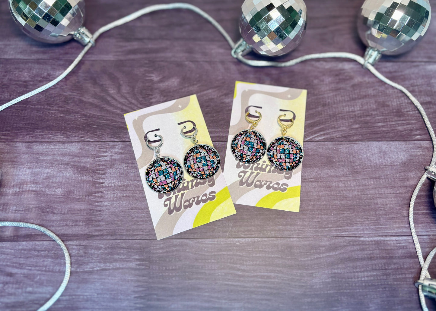 Glitter Disco Balls - Acrylic Earrings
