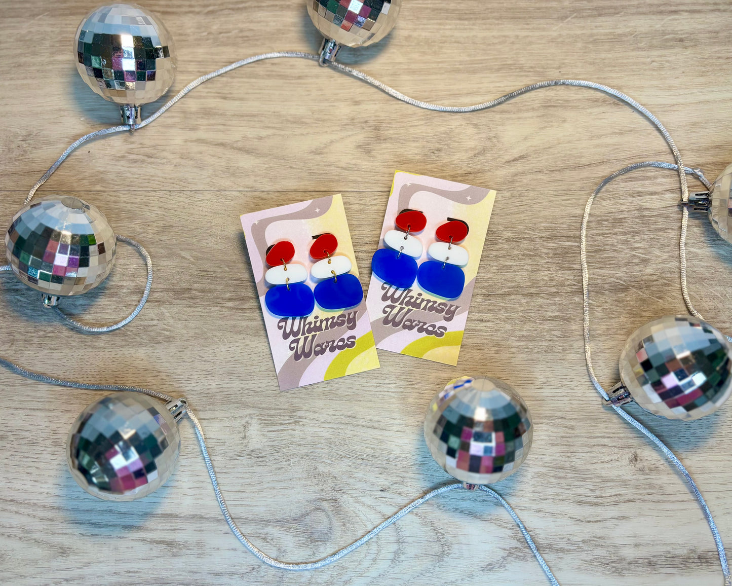 Red, White, & Blue Boho Drop Dangles - Acrylic Earrings
