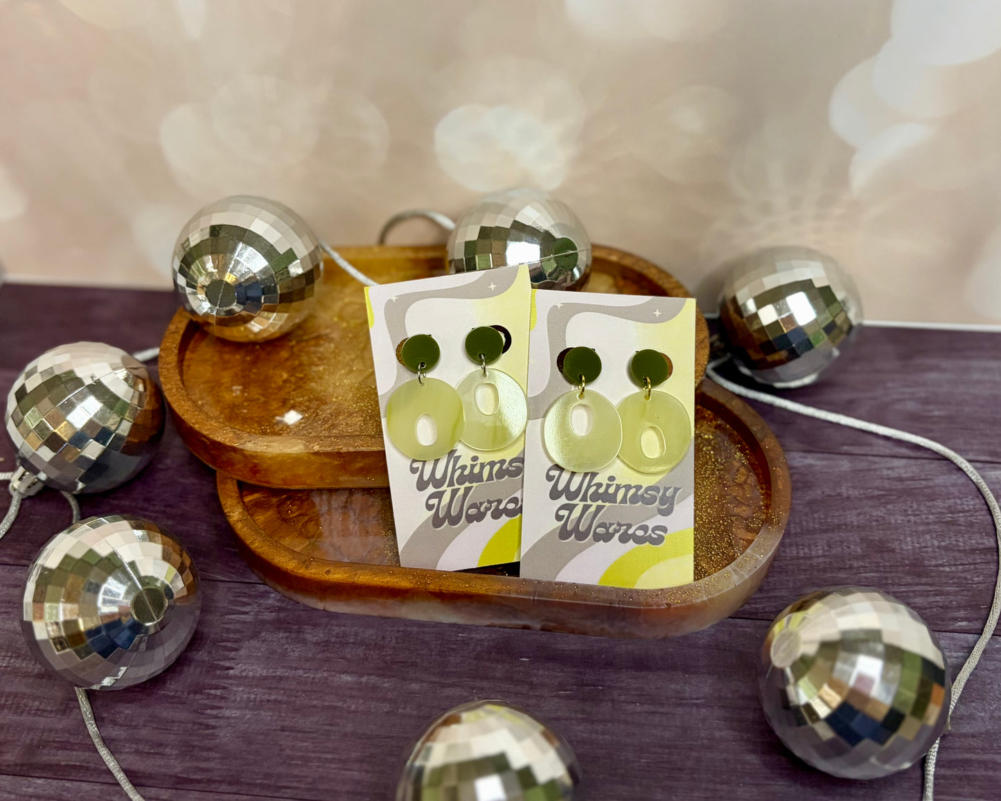 Avocado & Jade Quartz Mod Drop Dangles - Acrylic Earrings