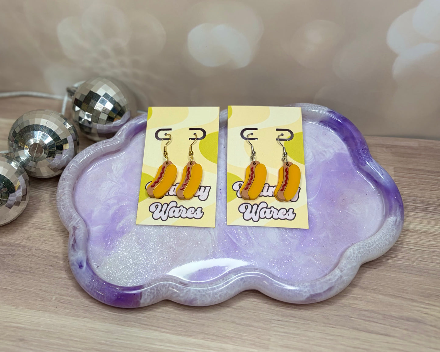 Hot Dog Summer Dangle - Acrylic Earrings