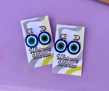 Evil Eye Dangles - Acrylic Earrings