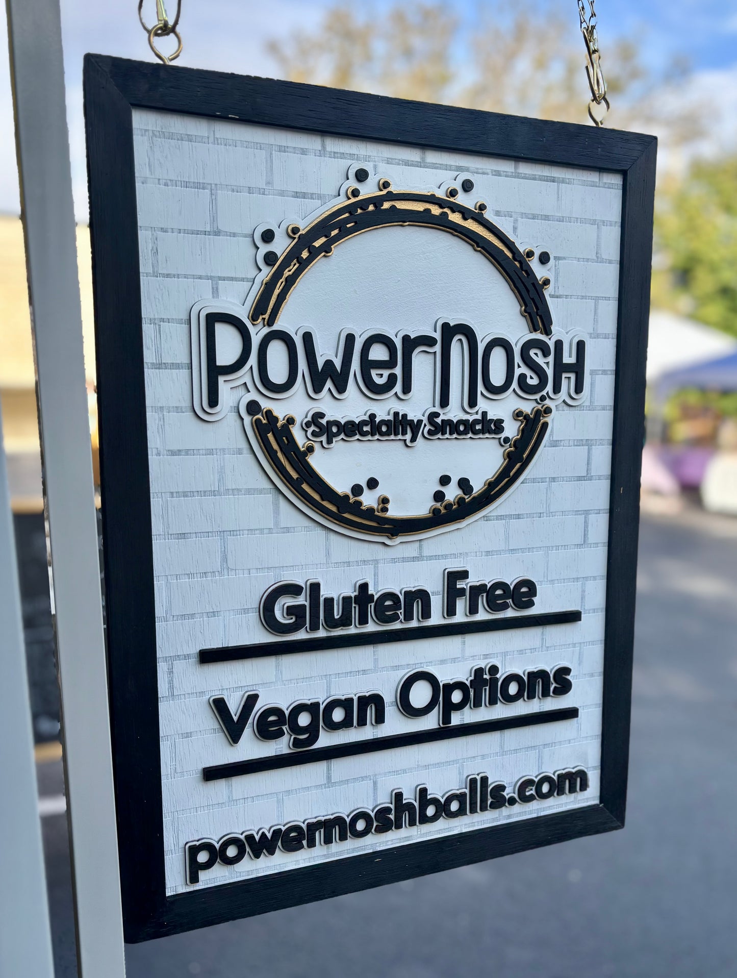 “Power Nosh” Custom Hanging Sign - Vendor Sign