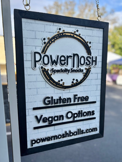 “Power Nosh” Custom Hanging Sign - Vendor Sign
