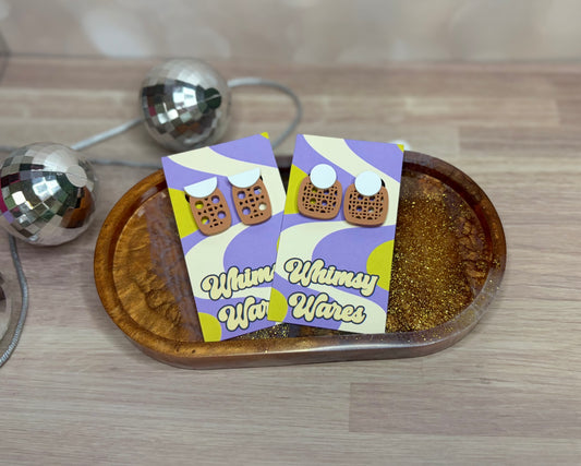 Rattan Statement Studs -  Acrylic Earrings