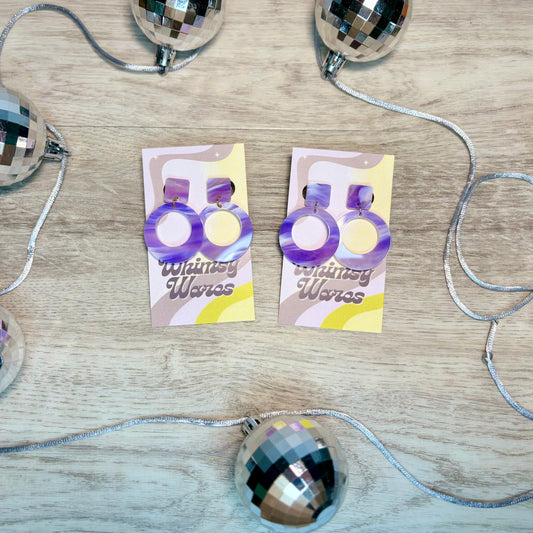 Amethyst Acrylic Drop Dangles - Acrylic Earrings