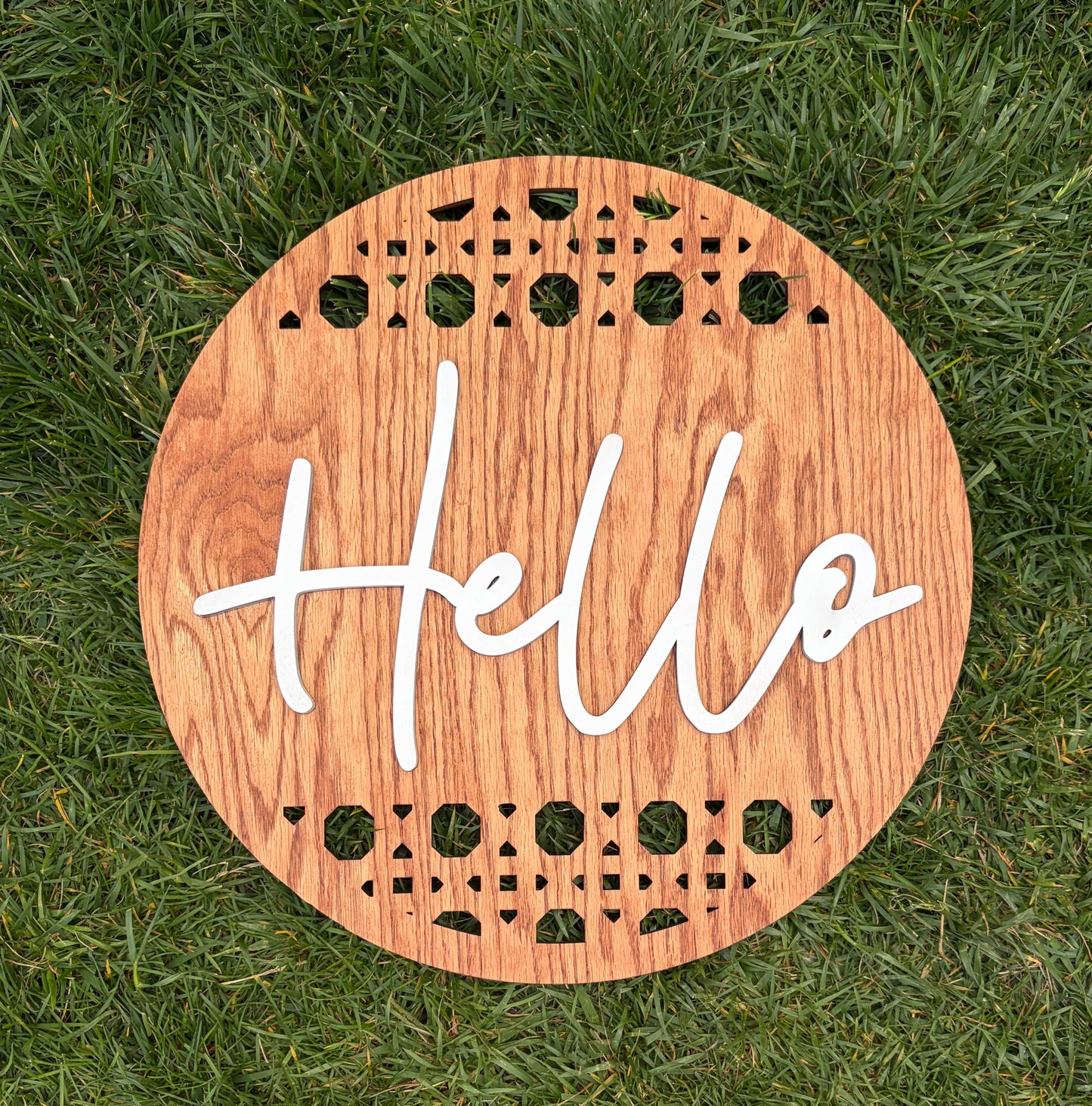 Large “Hello” Rattan Sign - Front Door/Wall Sign