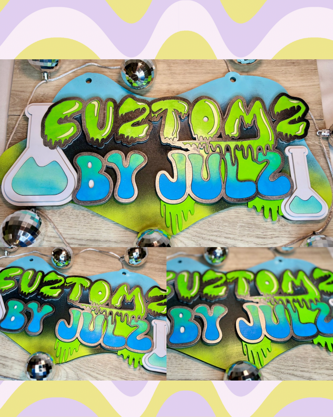 “Cuztomz By Julz” Custom Hanging Sign - Vendor Sign