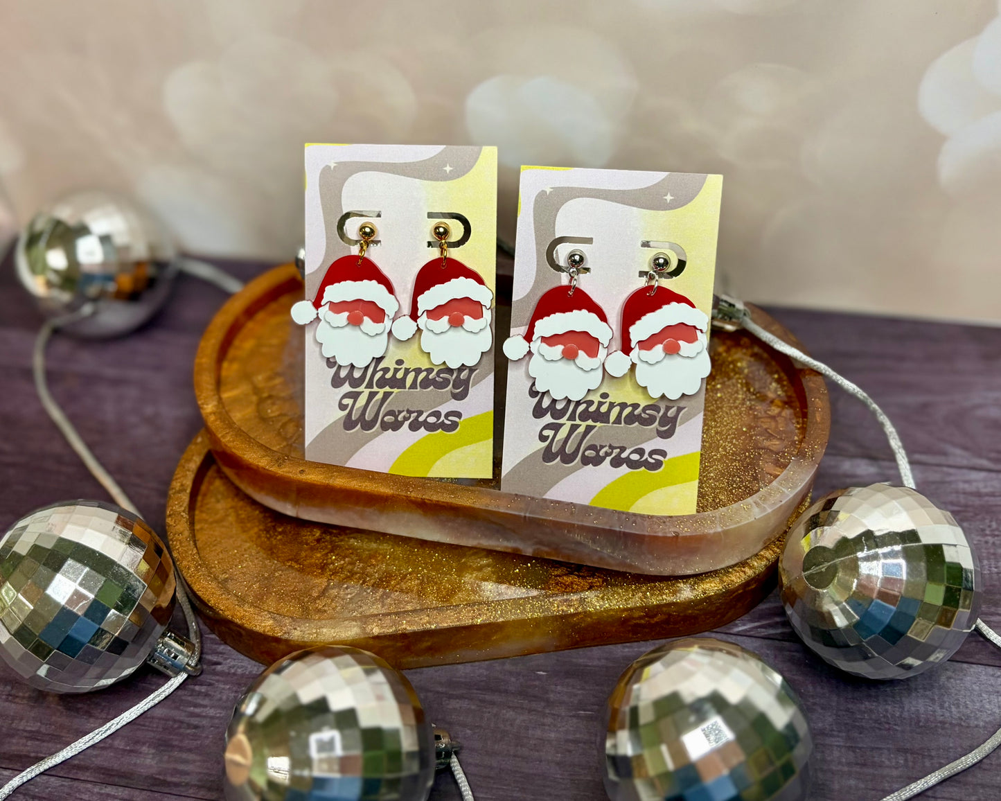 Santa Dangle - Acrylic Earrings