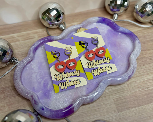 Pocket Doll Locket Huggies - Acrylic Earrings