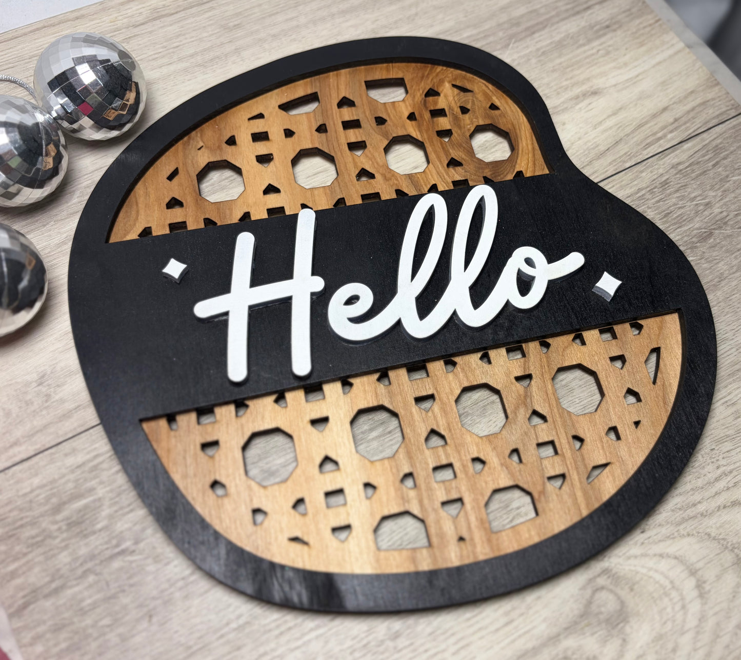 “Hello” Rattan Sign - Wall Decor