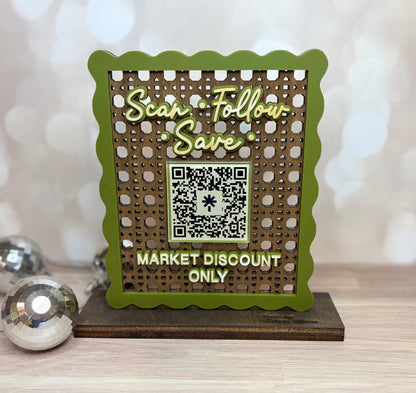 “Scan, Follow, Save” Custom QR Code Sign - Vendor Sign