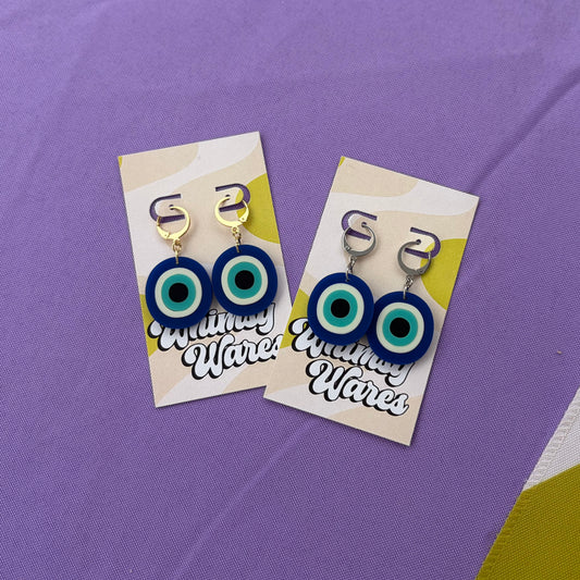 Evil Eye Huggies - Acrylic Earrings