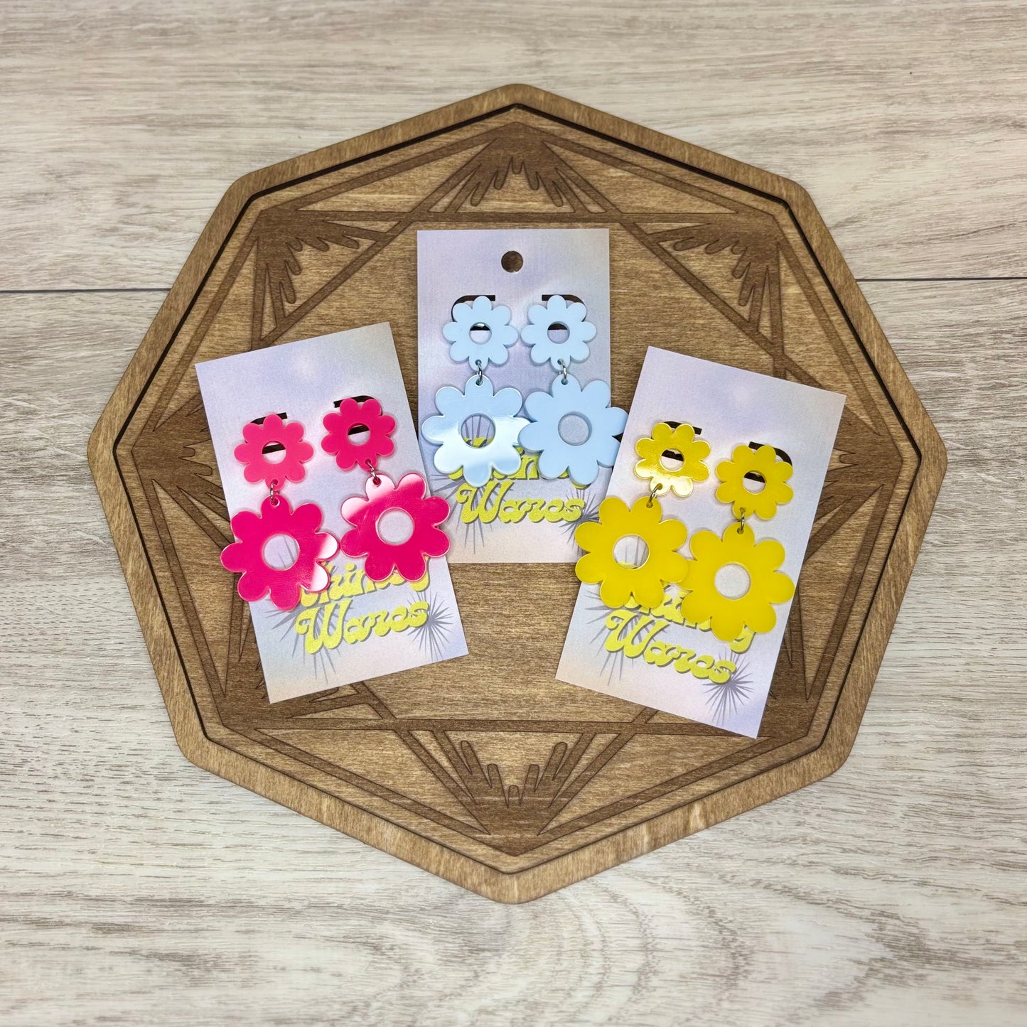 Flower Power Drop Dangles - Acrylic Earrings