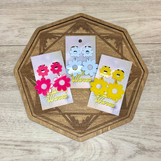 Flower Power Drop Dangles - Acrylic Earrings