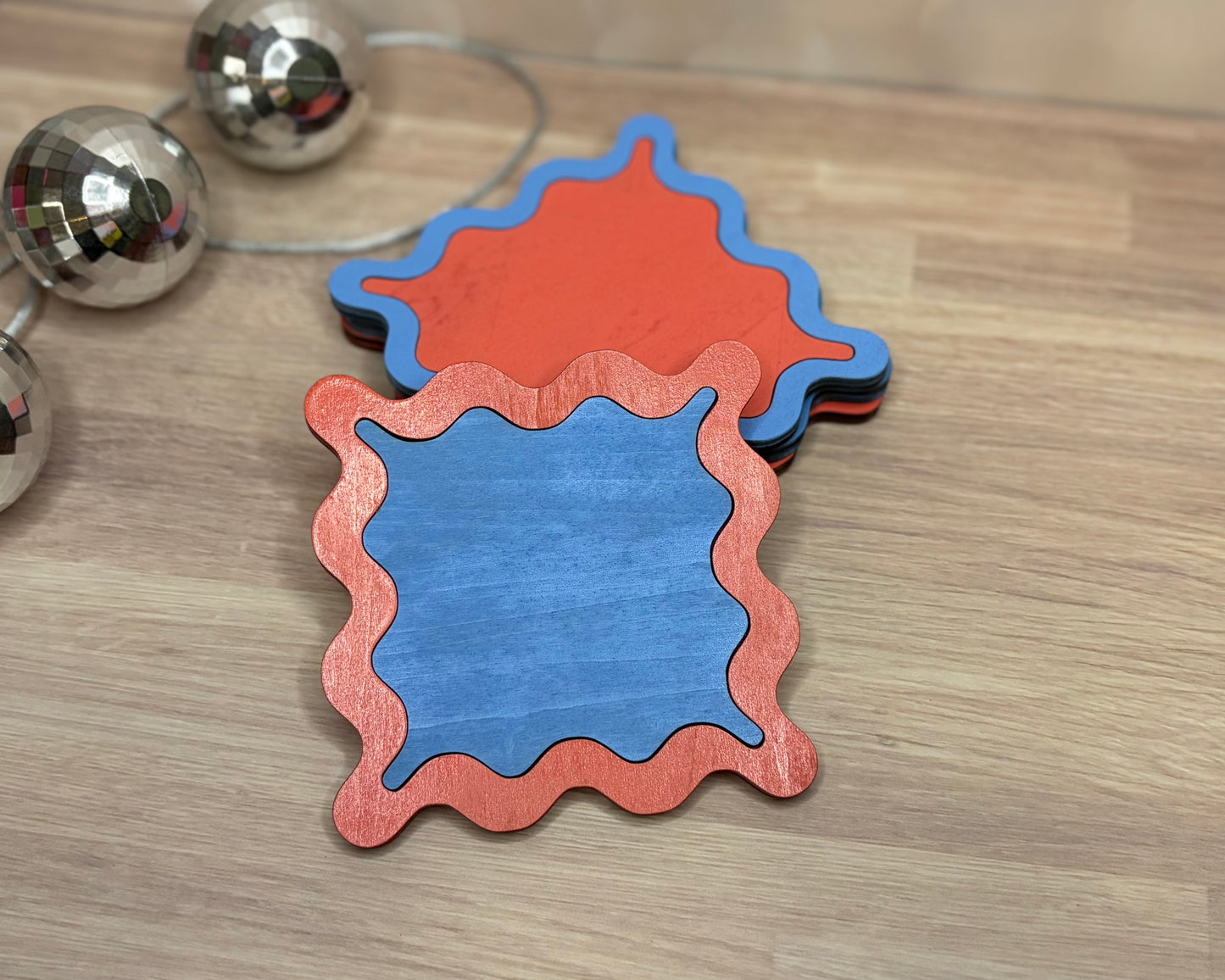 Ready to Ship Wavy Coaster Set - Wood Coasters