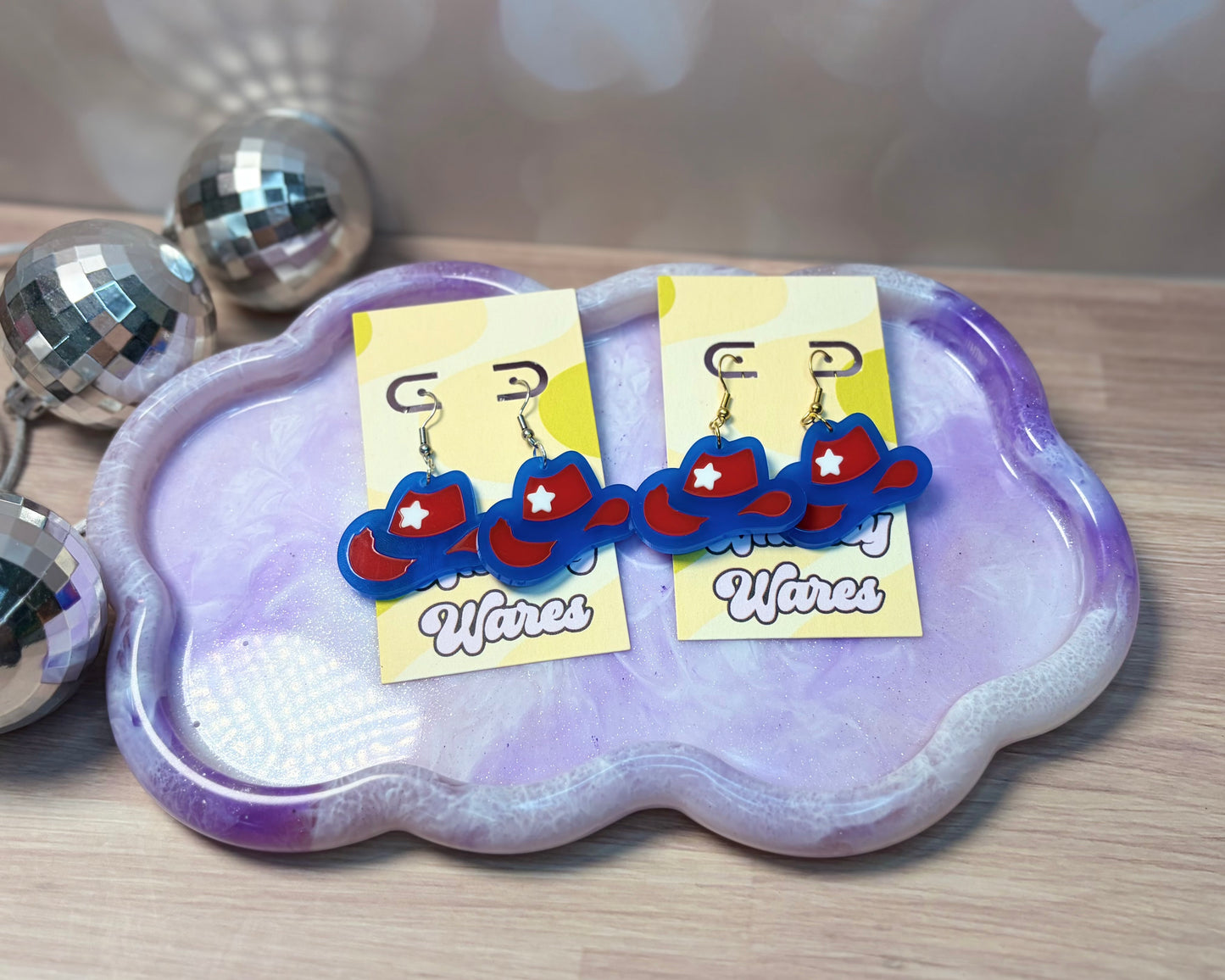 Red, White, & Blue Howdy Hats - Acrylic Earrings
