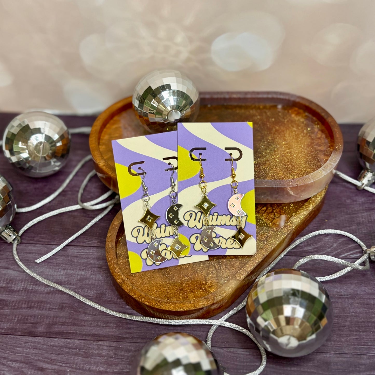 Moon Magic Mirror Dangles - Acrylic Earrings