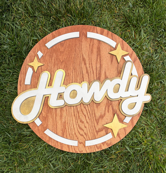 Large Retro “Howdy” Sign - Front Door/Wall Sign