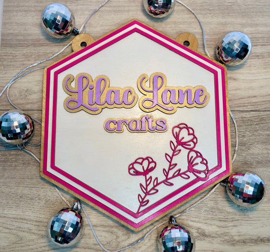 “Lilac Lane” Custom Hanging Sign - Vendor Sign