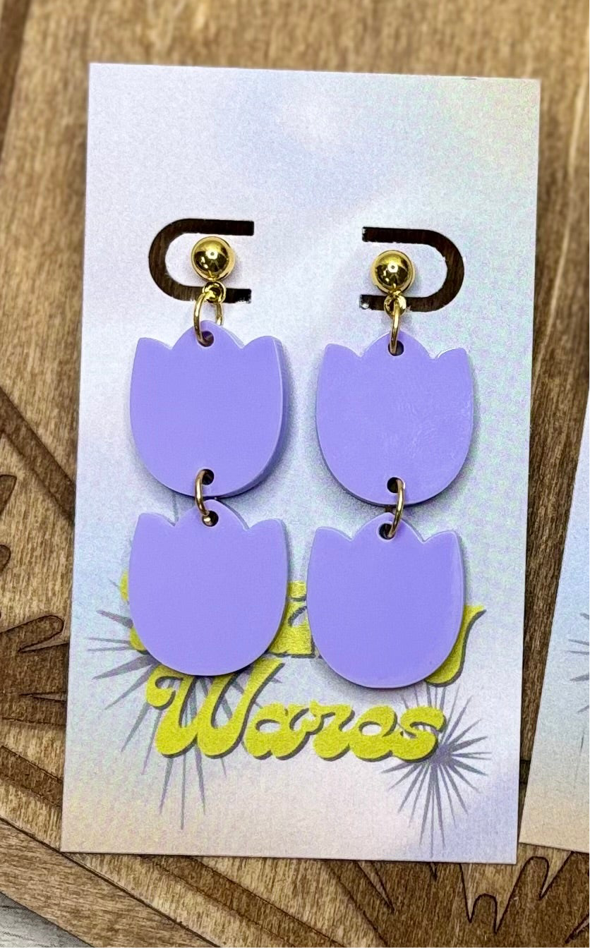 Tulip Double Dangles - Acrylic Earrings