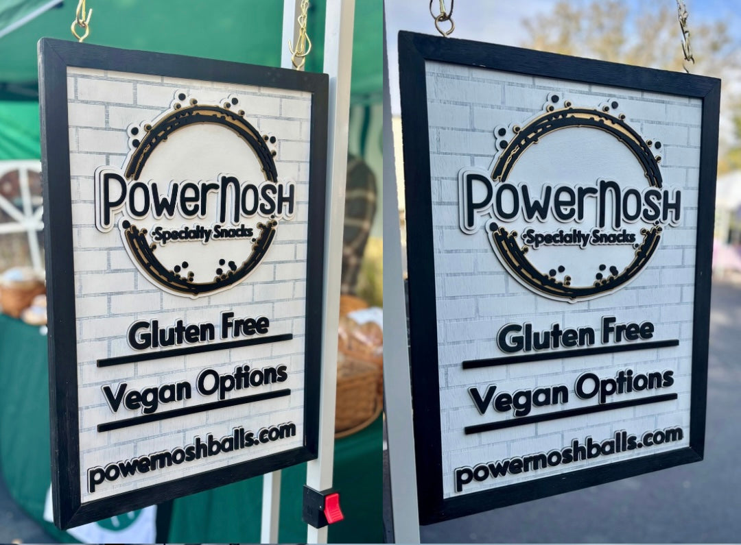 “Power Nosh” Custom Hanging Sign - Vendor Sign