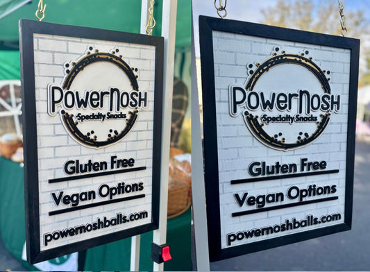 “Power Nosh” Custom Hanging Sign - Vendor Sign