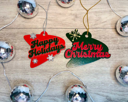 Holiday Mid-Century Boomerangs - Wood Ornament