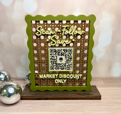 “Scan, Follow, Save” Custom QR Code Sign - Vendor Sign