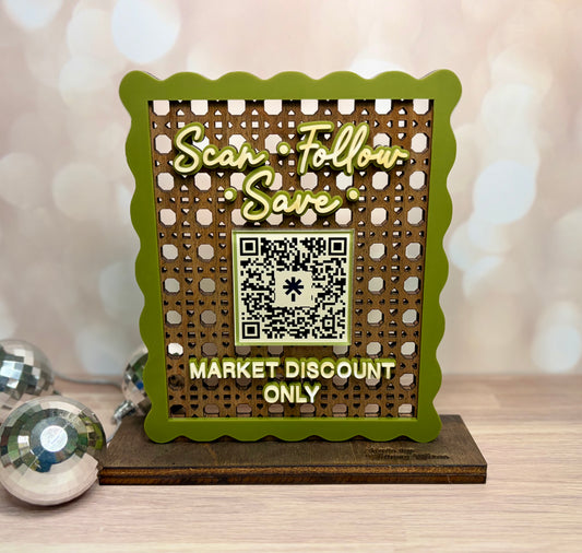 “Scan, Follow, Save” Custom QR Code Sign - Vendor Sign