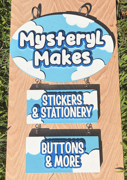“Mysteryl Makes” Custom Hanging Sign - Vendor Sign