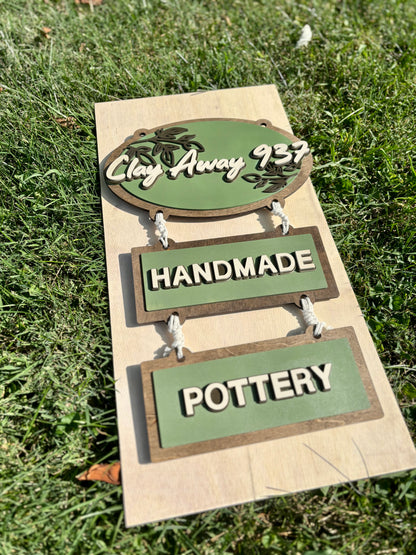 “Clay Away” Custom Hanging Sign & Checkout Stand - Vendor Sign