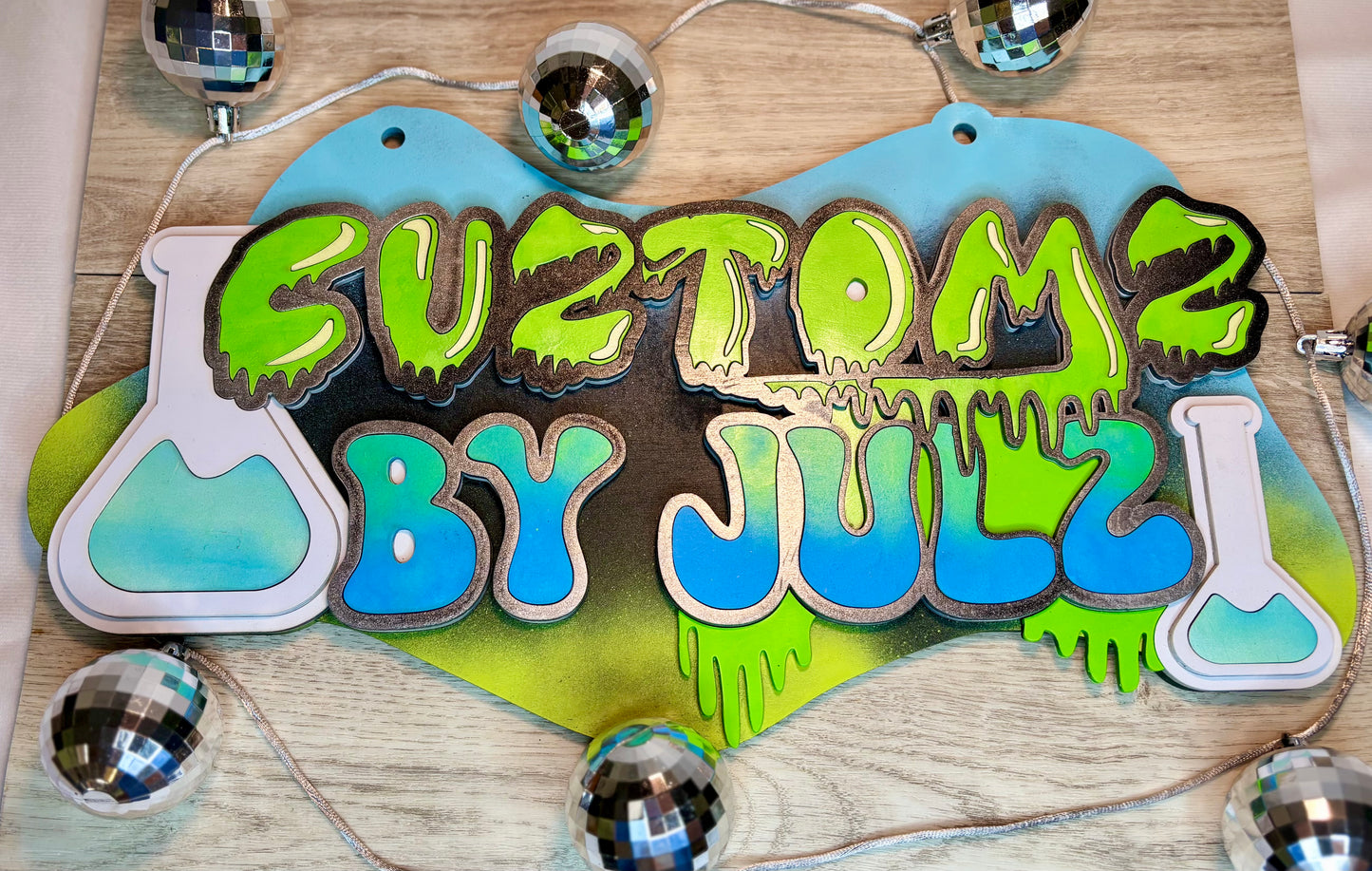 “Cuztomz By Julz” Custom Hanging Sign - Vendor Sign