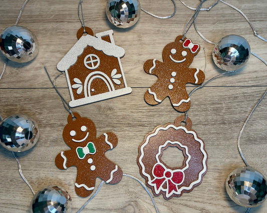 Glitter Gingerbread Ornaments - Wood Ornaments