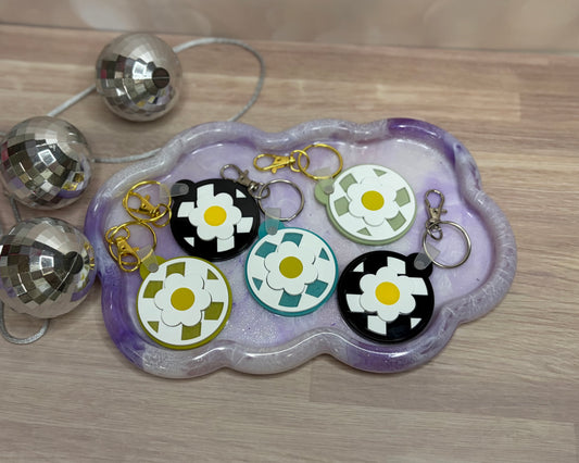 Flower Checker Bag Charms