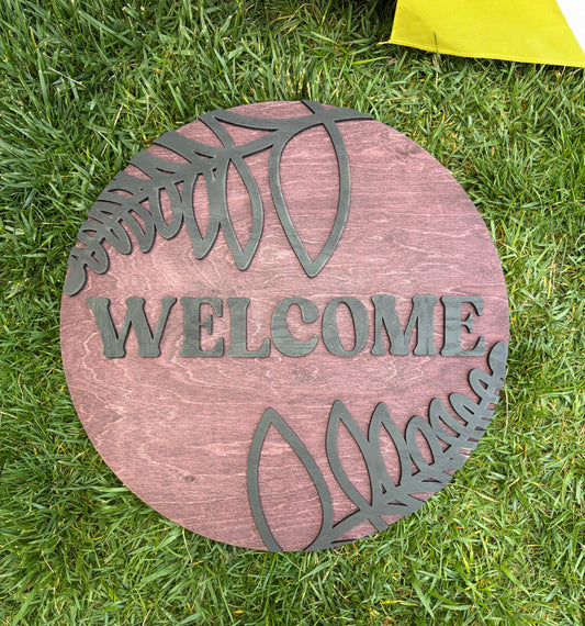 Large “Welcome” Leafy Sign - Front Door/Wall Sign