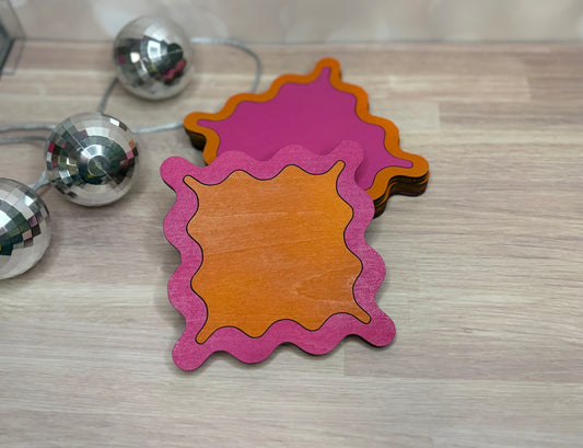 Ready to Ship Wavy Coaster Set - Wood Coasters