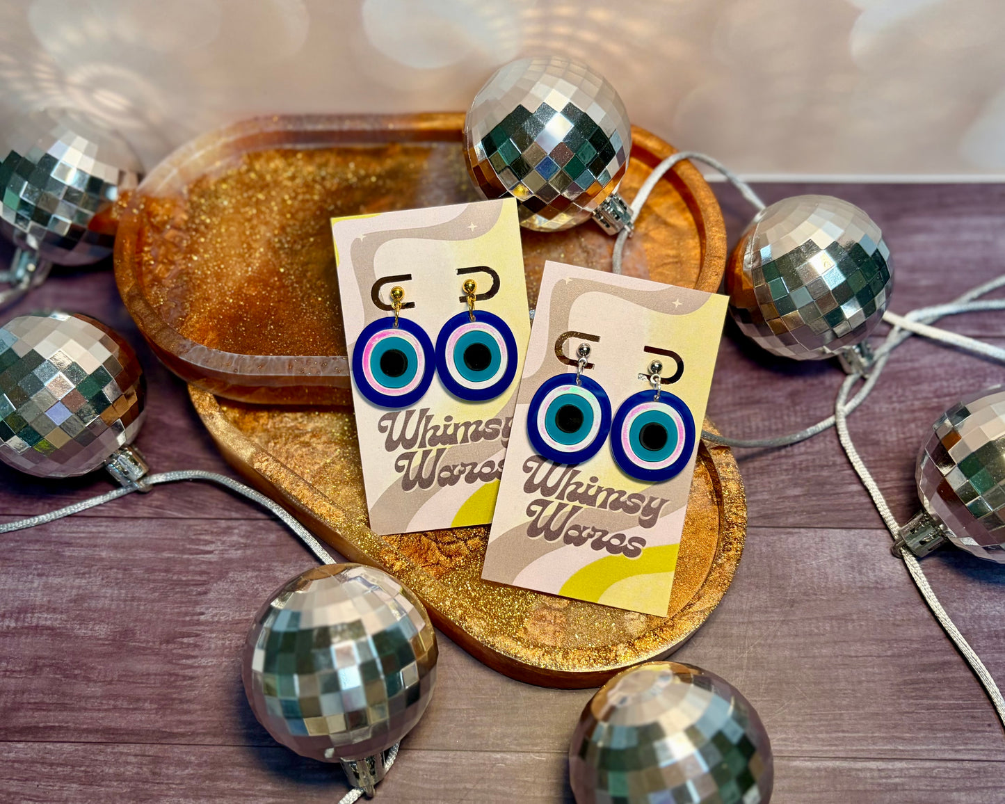Evil Eye Dangles - Acrylic Earrings