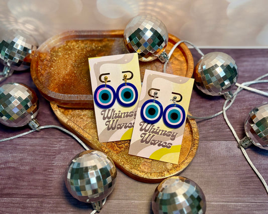 Evil Eye Dangles - Acrylic Earrings