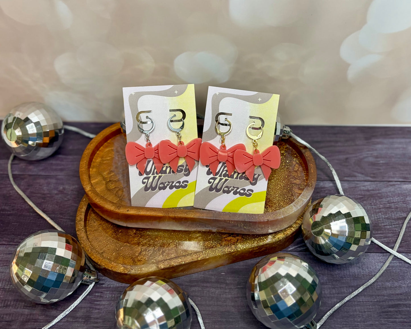 Bow Huggies - Acrylic Earrings