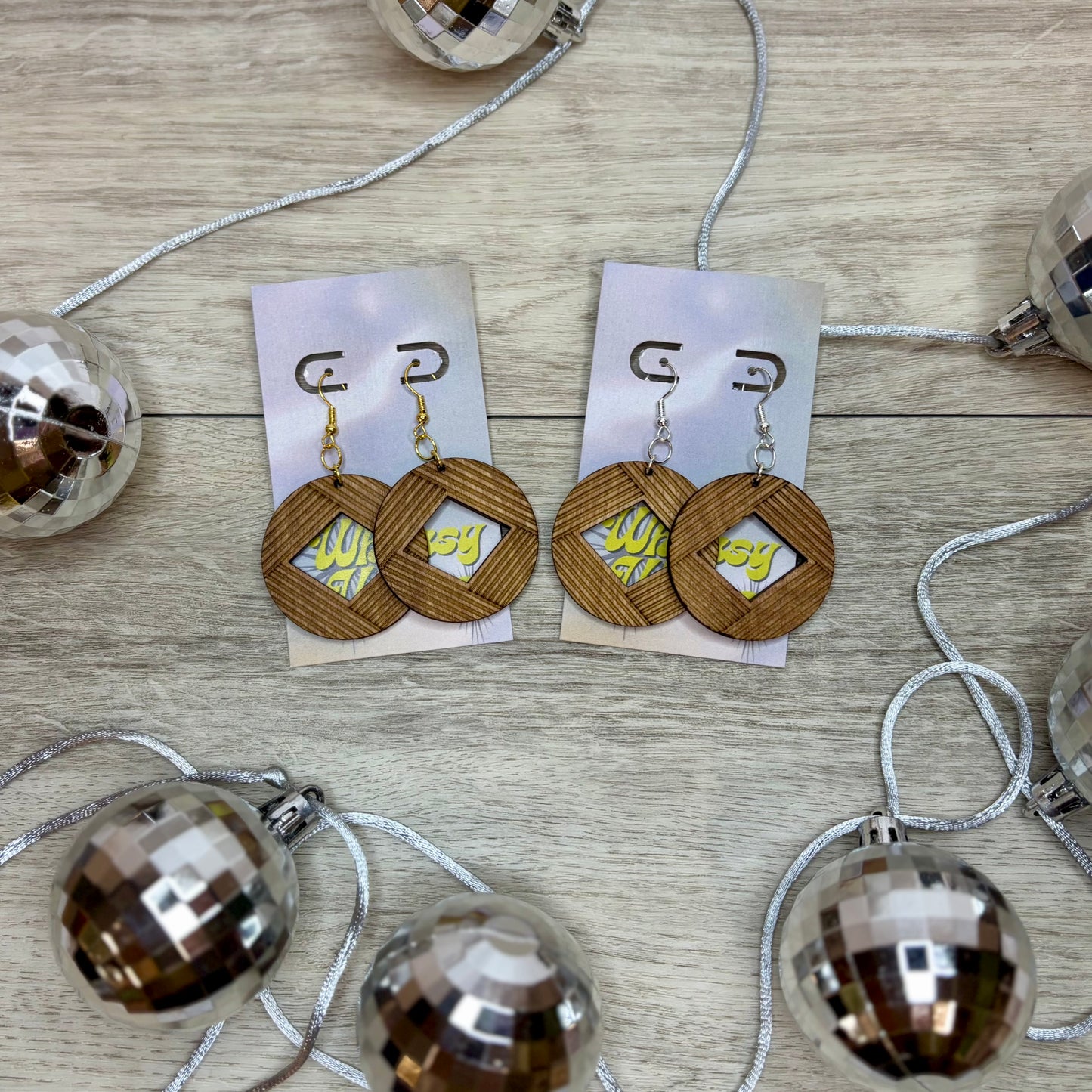 Deco Drift Dangle - Larger Size - Natural Wood Earrings