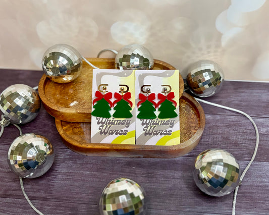 Bow Tree Dangles - Acrylic Earrings